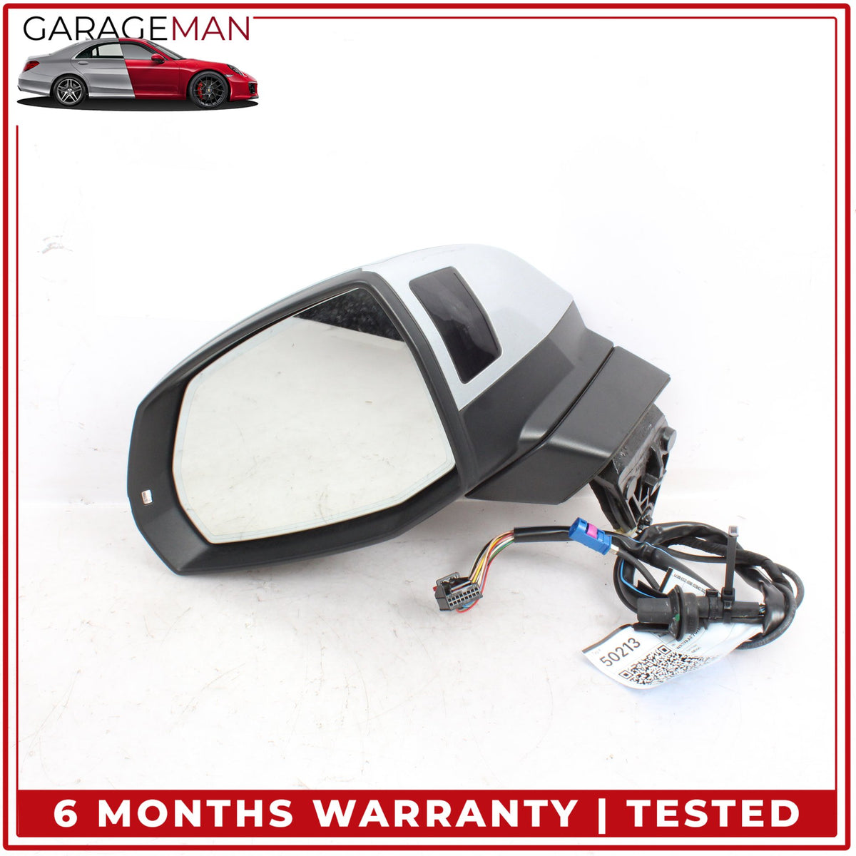 2017-2019 Audi Q7 Front Left Door Rear View Mirror w/ Camera Silver Metallic OEM