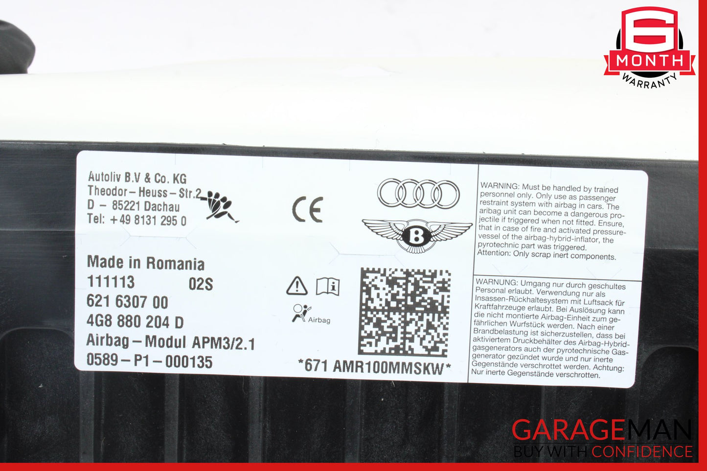 2012-2018 Audi S7 A7 S6 A6 RS7 Front Right Side Dash Airbag 4G8880204D OEM