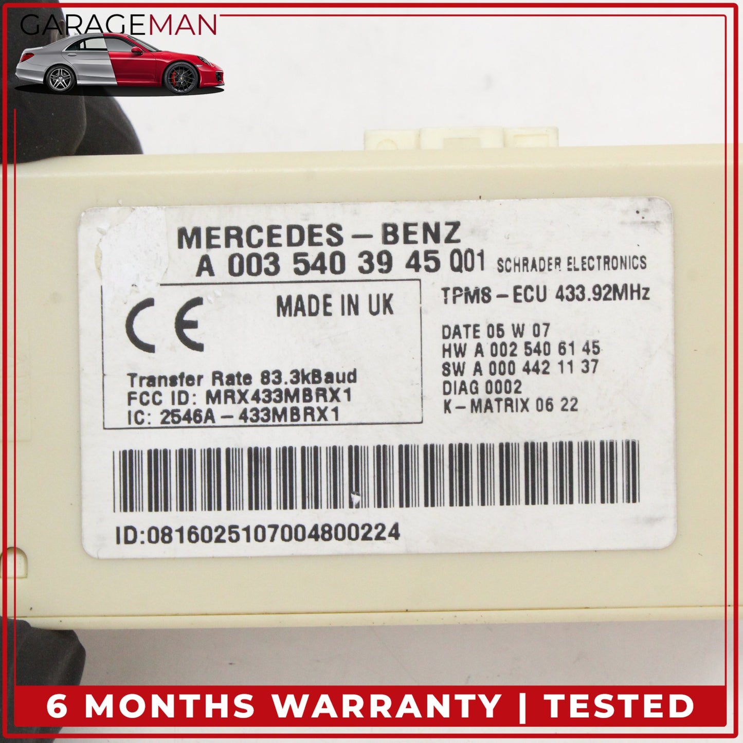 2003-2009 Mercedes-Benz CLK350 W209 Coupe Tire Pressure Monitor Module 0035403945 OEM