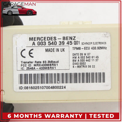 2003-2009 Mercedes-Benz CLK350 W209 Coupe Tire Pressure Monitor Module 0035403945 OEM
