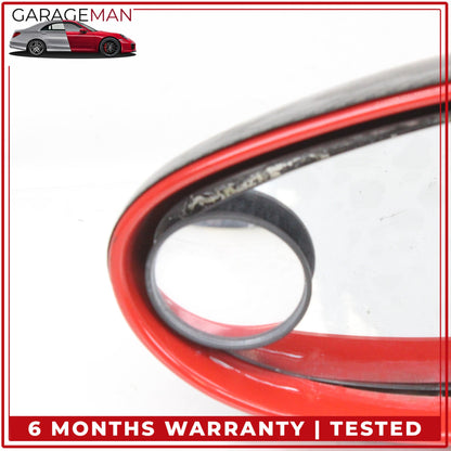 1999-2005 Porsche 911 Left Door Rear View Mirror Red w/ Carbon Fiber Cover OEM