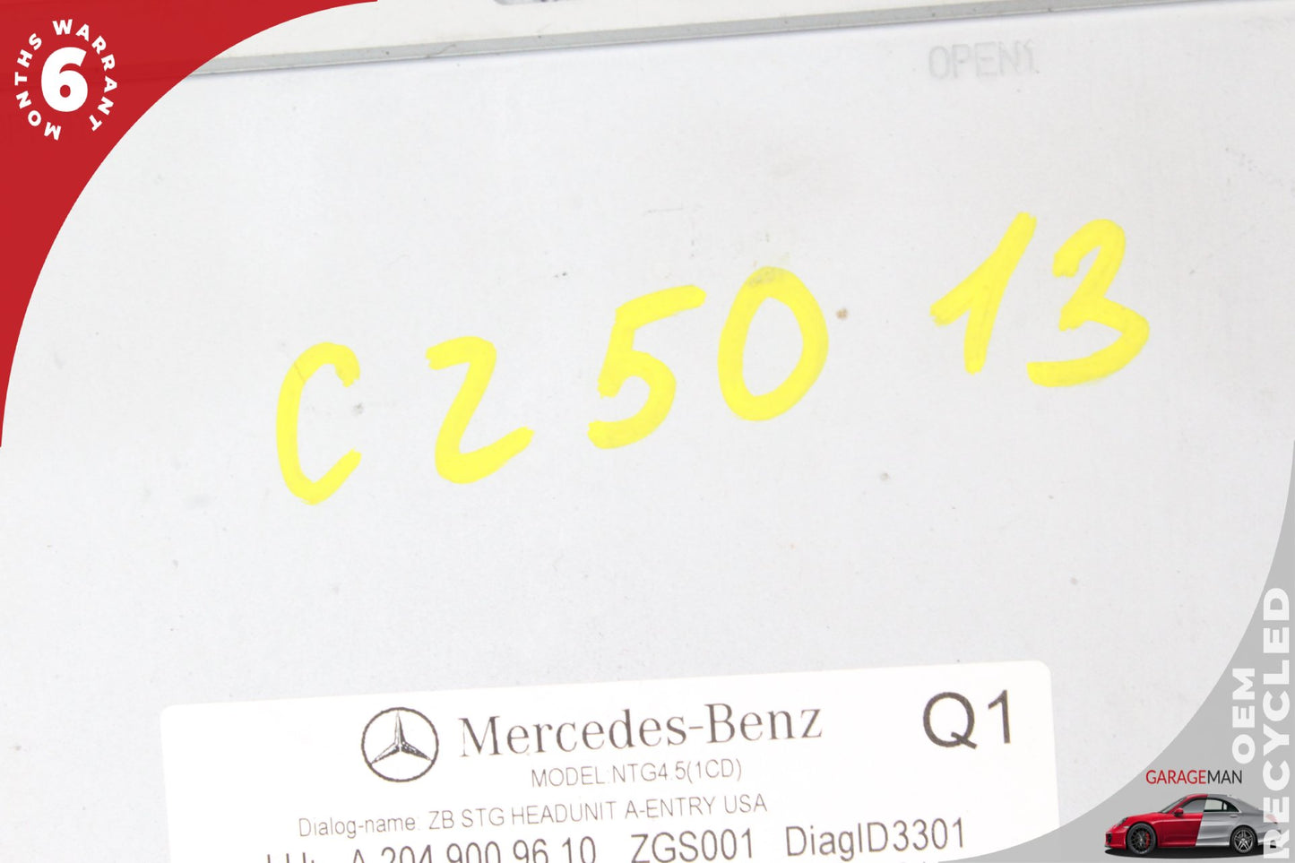 2012-2015 Mercedes-Benz C250 W204 Navigation Head Unit CD Audio 2049009610