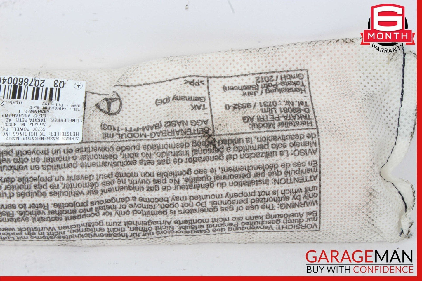10-17 Mercedes-Benz C250 W204 Front Right Side Seat Airbag Air Bag  2078600402