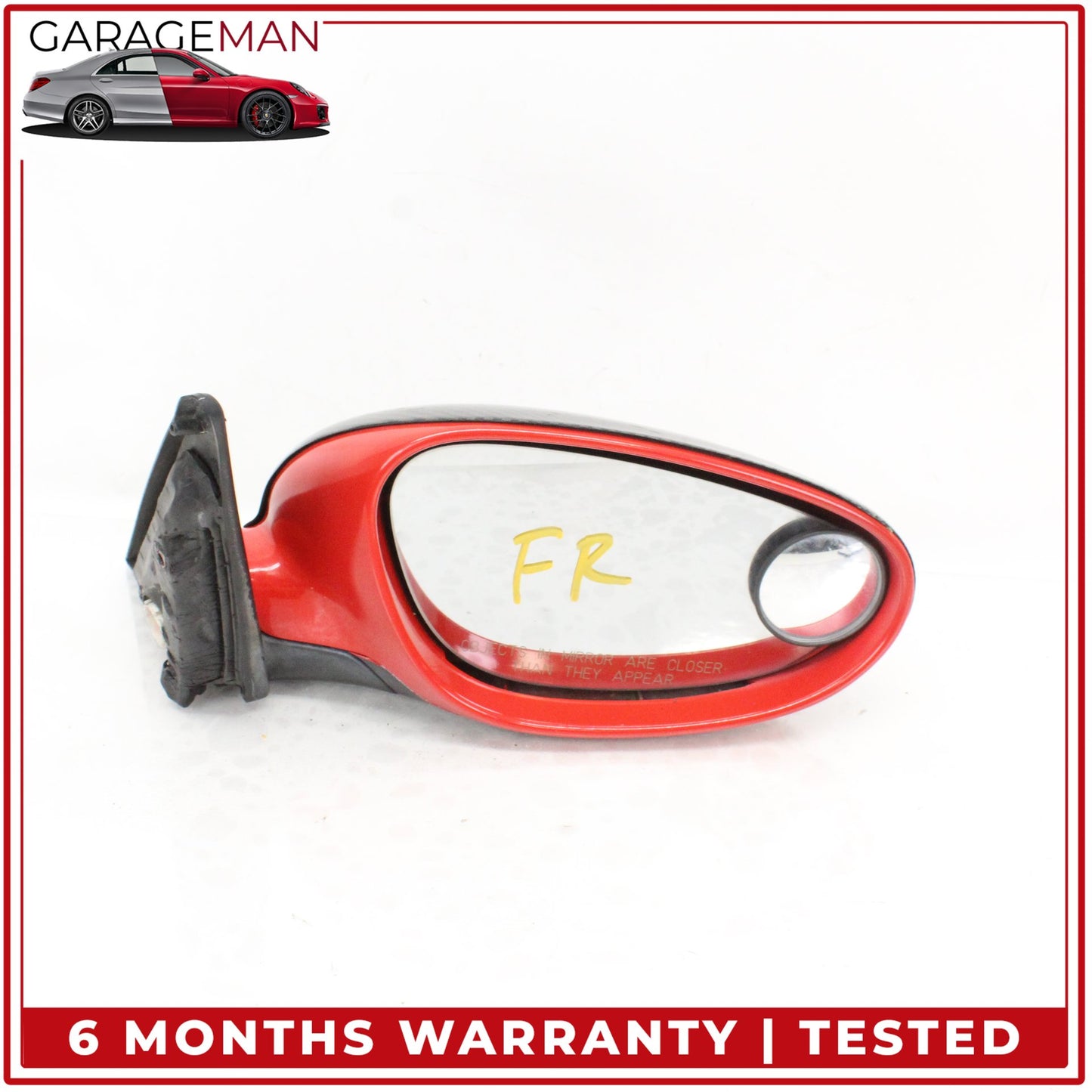 1999-2005 Porsche 911 Right Door Rear View Mirror Red w/ Carbon Fiber Cover OEM