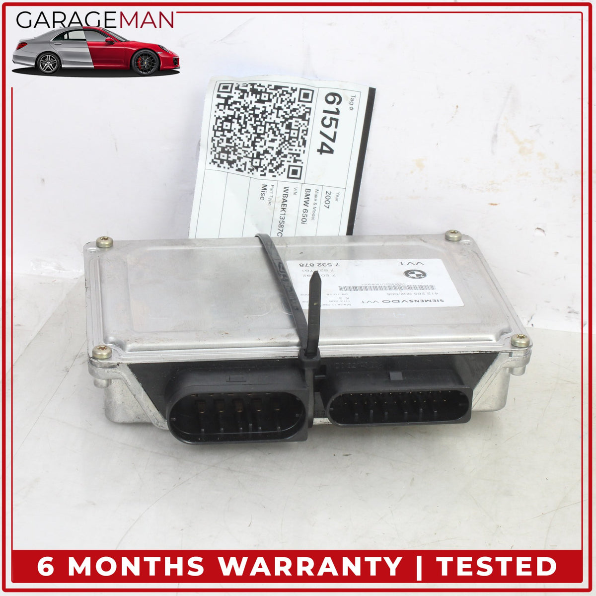 2004-2010 BMW 650i E64 Valvetronic Control Module 7532878 OEM