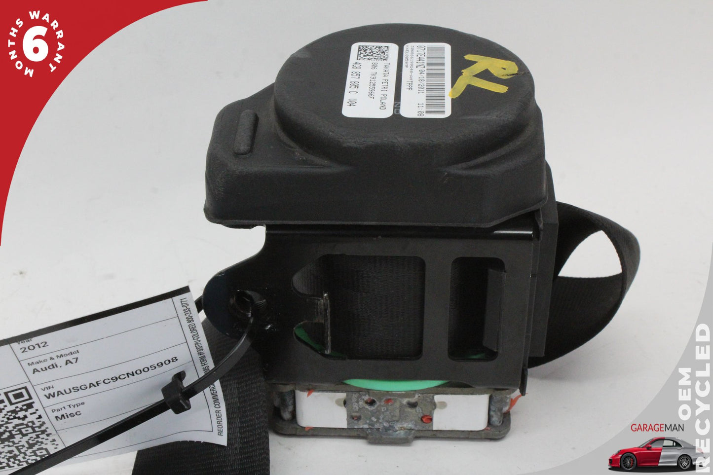 2012-2018 Audi A7 A6 Rear Left or Right Side Seat Belt Black 4G8857805C OEM