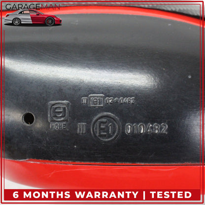 1999-2005 Porsche 911 Left Door Rear View Mirror Red w/ Carbon Fiber Cover OEM