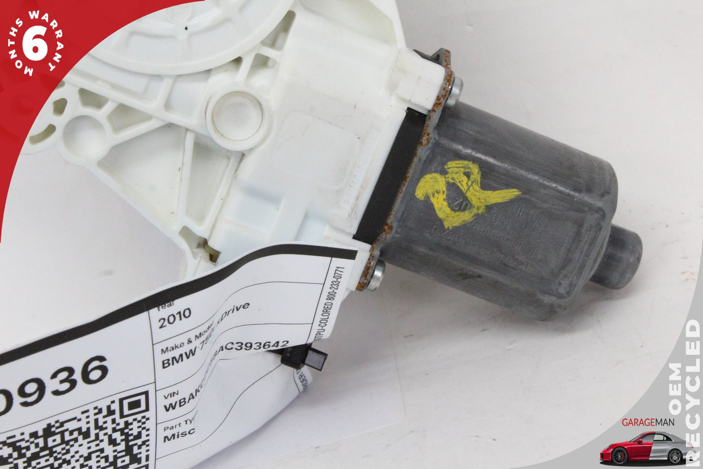2009-2015 BMW 750i Right Passenger Side Window Regulator Motor 7046032 OEM