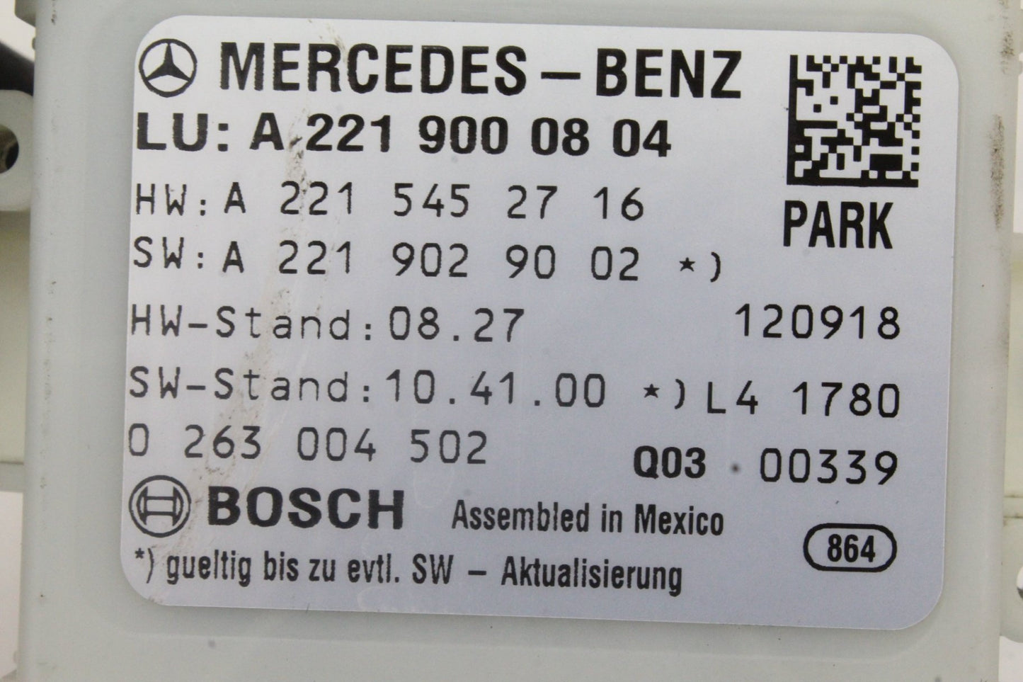 2013 Mercedes-Benz S550 W221 Park Assist Sensor 2219000804 Genuine OEM