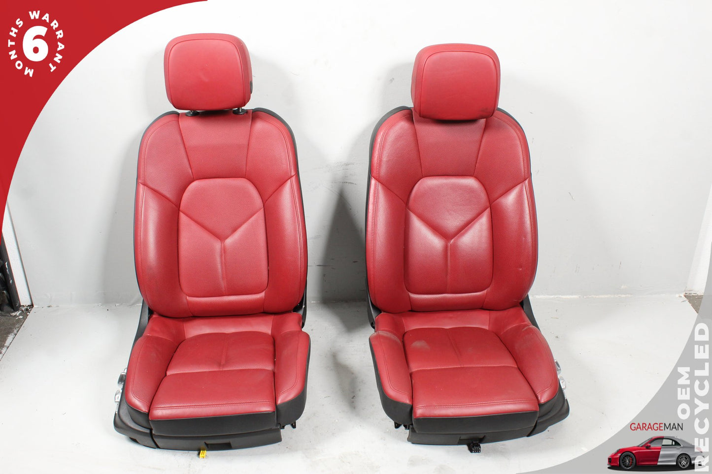 2015-2018 Porsche Macan 95B Front &amp; Rear Complete Leather Seat Assembly Red OEM
