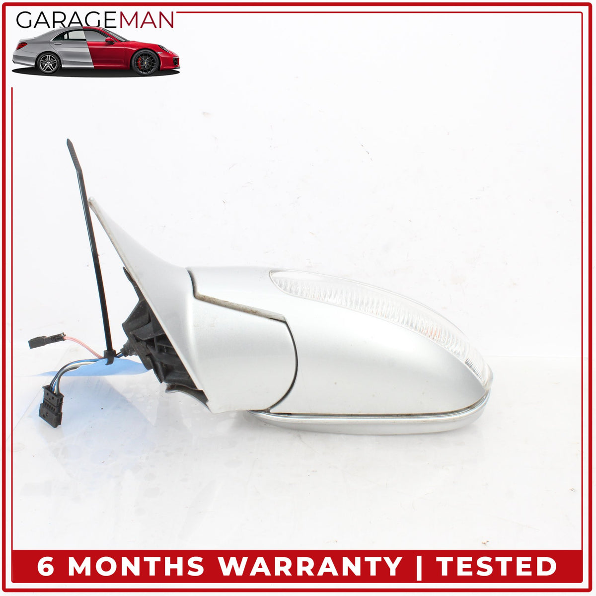 2001-2004 Mercedes R170 SLK320 Left Door Rear View Mirror Silver Metallic OEM
