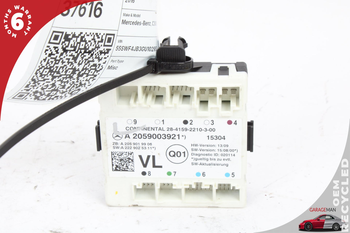 15-20 Mercedes-Benz C300 W205 Left Driver Door Control Module 2059003921