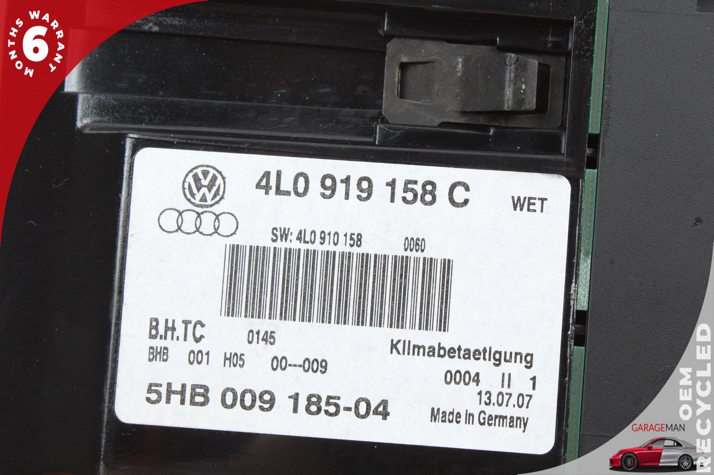 2007-2009 Audi Q7 Rear AC Climate Control Switch Panel 4L0919158D OEM