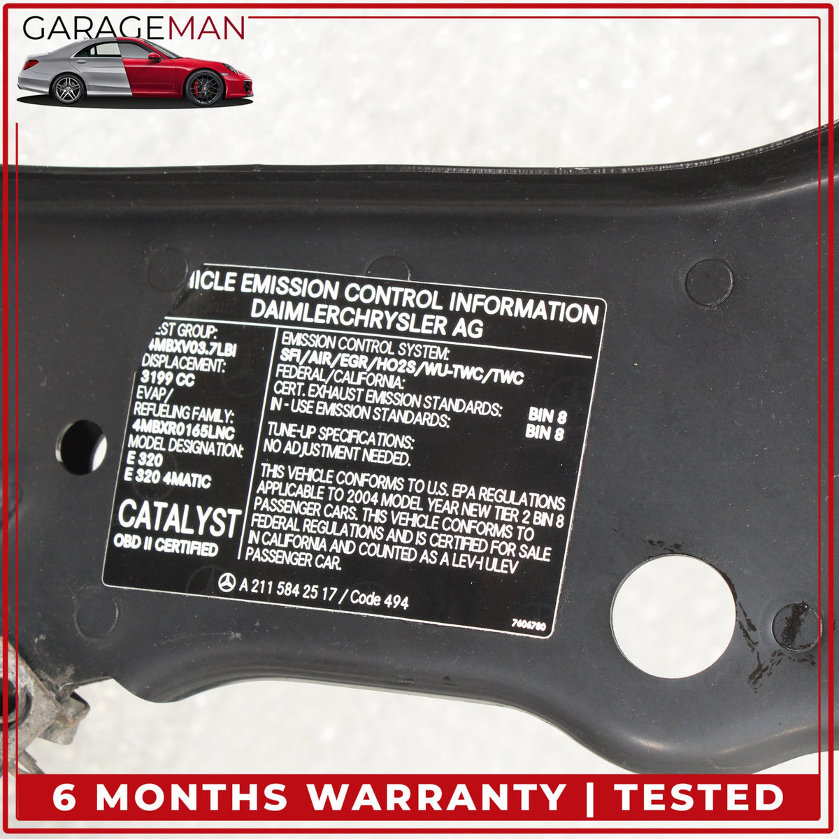 2003-2009 Mercedes W211 E320 Front Reinforcement Bar Upper Radiator Support OEM