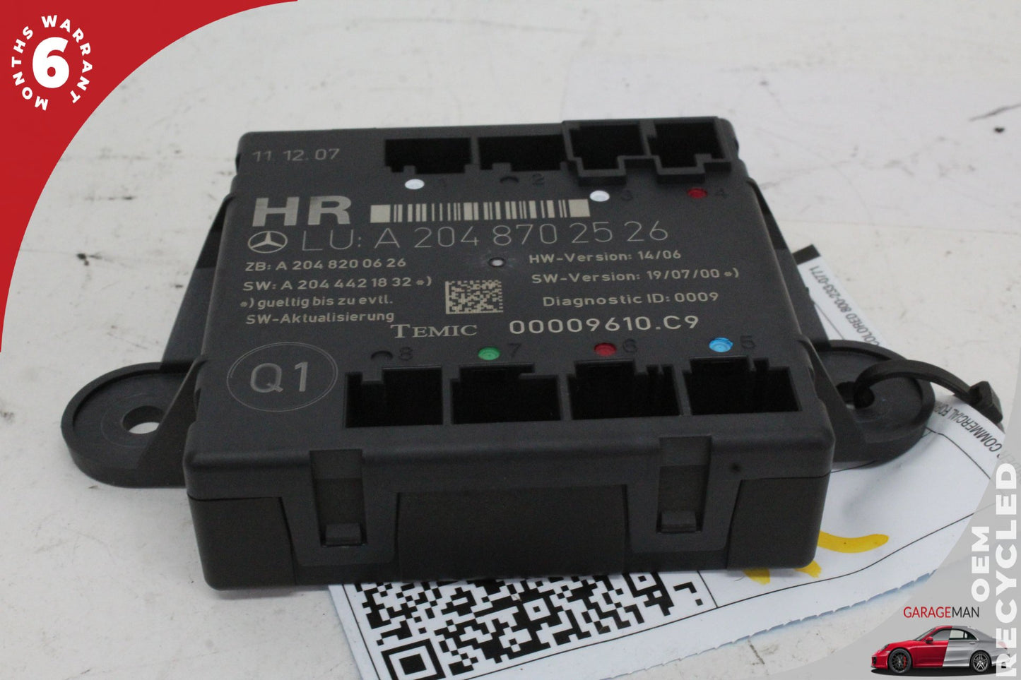 08-14 Mercedes-Benz C300 W204 Right Rear Door Control Module 2048702526 OEM