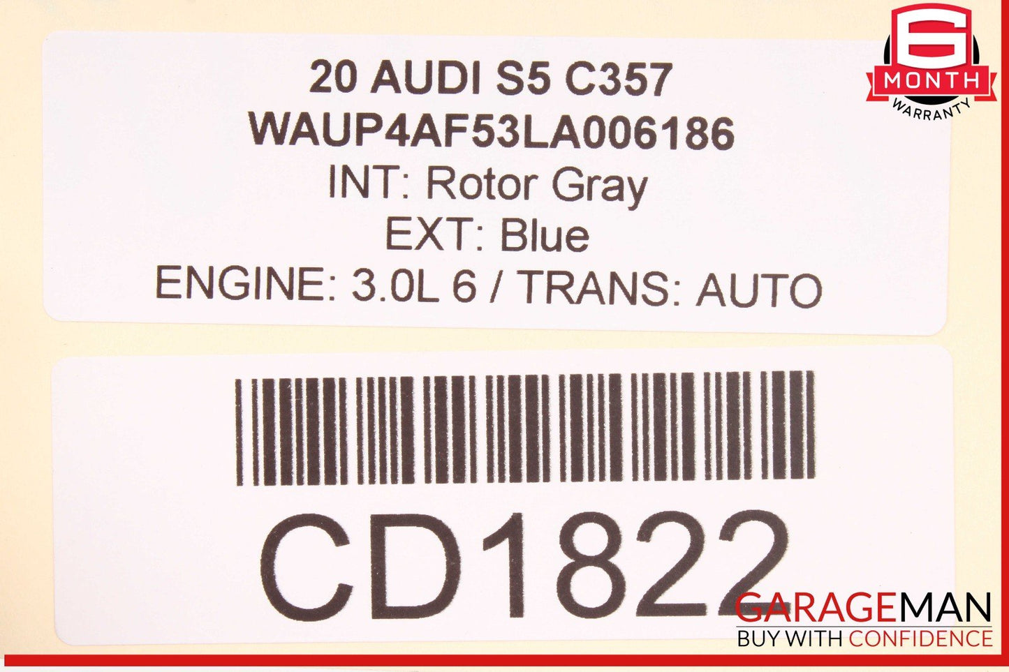 18-24 Audi S5 Rear Left Top Upper Seat Cushion Cover