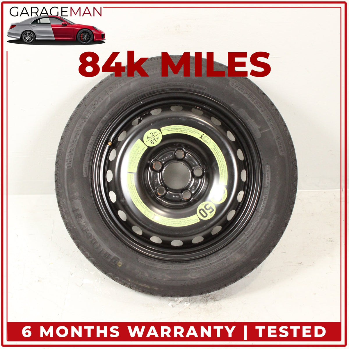 2008-2015 Mercedes W204 C300 Emergency Spare Tire Wheel Donut Rim 125 90 16" OEM