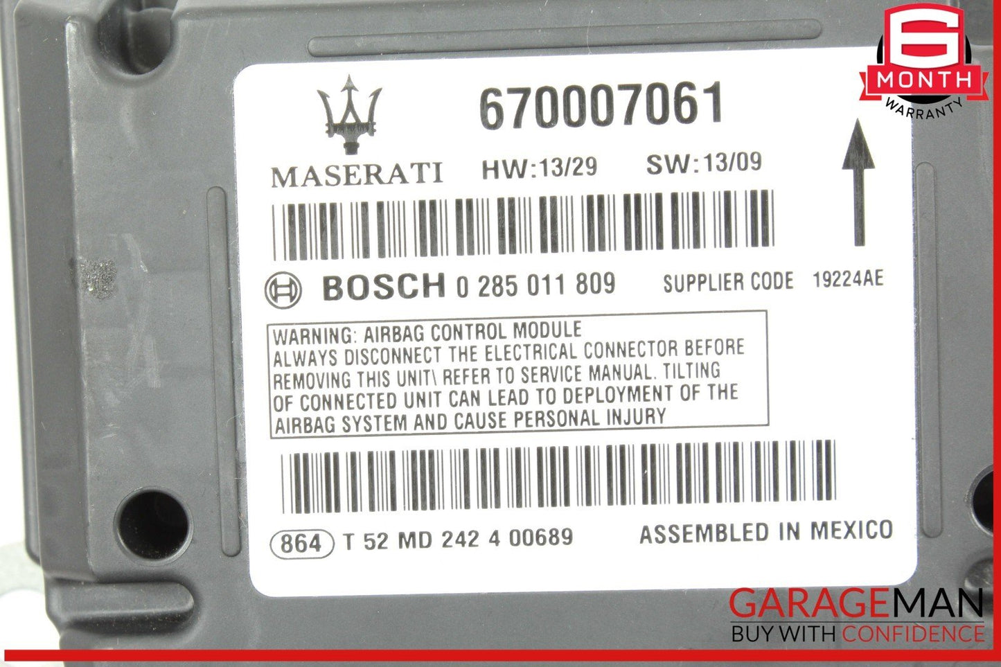 14-17 Maserati Ghibli Airbag Air Bag Control Module Unit 670007061 OEM