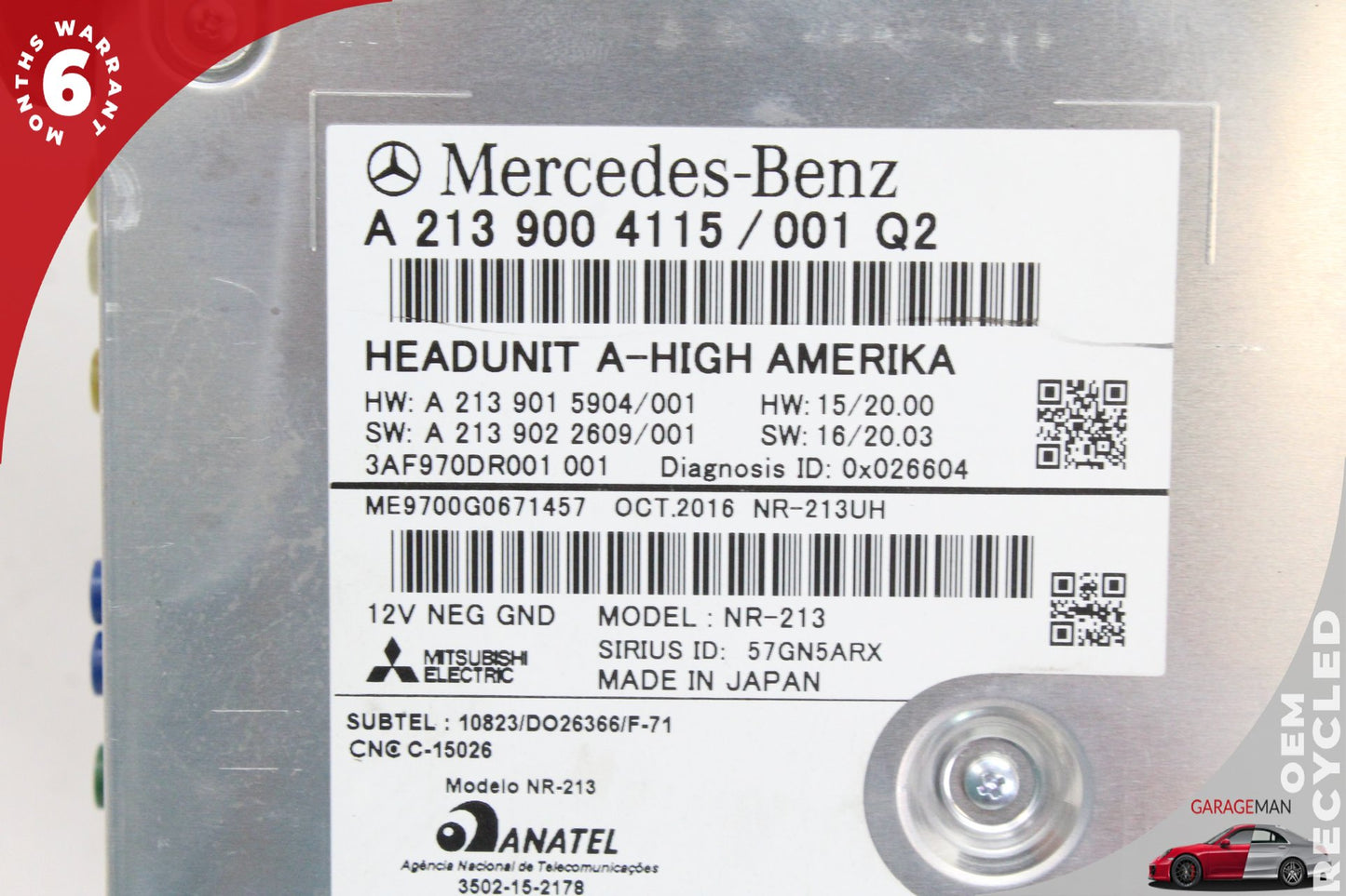 17-19 Mercedes-Benz E400 W213 Wagon Head Unit Navigation Command CD Audio 2139004115