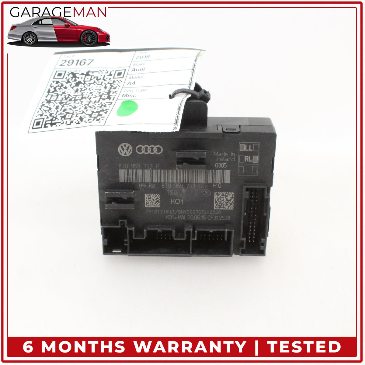 2013-2016 Audi A4 S4 Front Left Side Door Control Module Unit 8T0959793P OEM