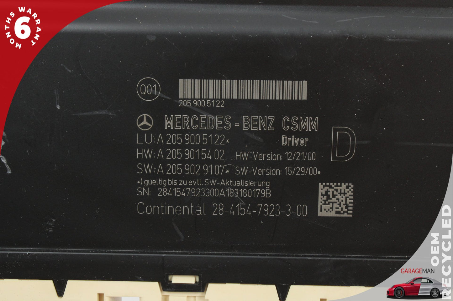 2018 Mercedes-Benz C350e W205 Sedan Front Left Seat Control Module 2059005122 OEM