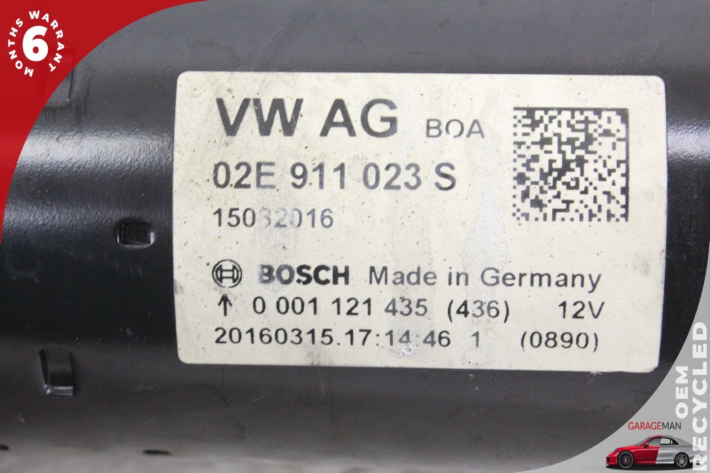 2011-2018 Audi A3 S3 TT TTS Quattro 12V Engine Starter Motor Bosch 02E911023S