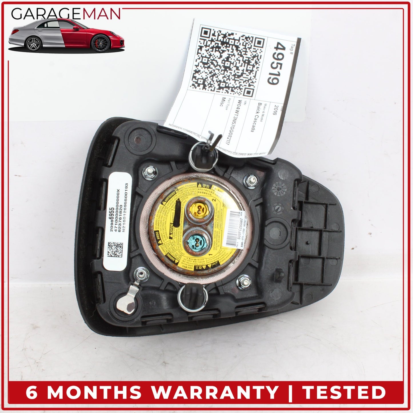 2016-2019 Buick Cascada Verano Steering Wheel Airbag 20986955 OEM