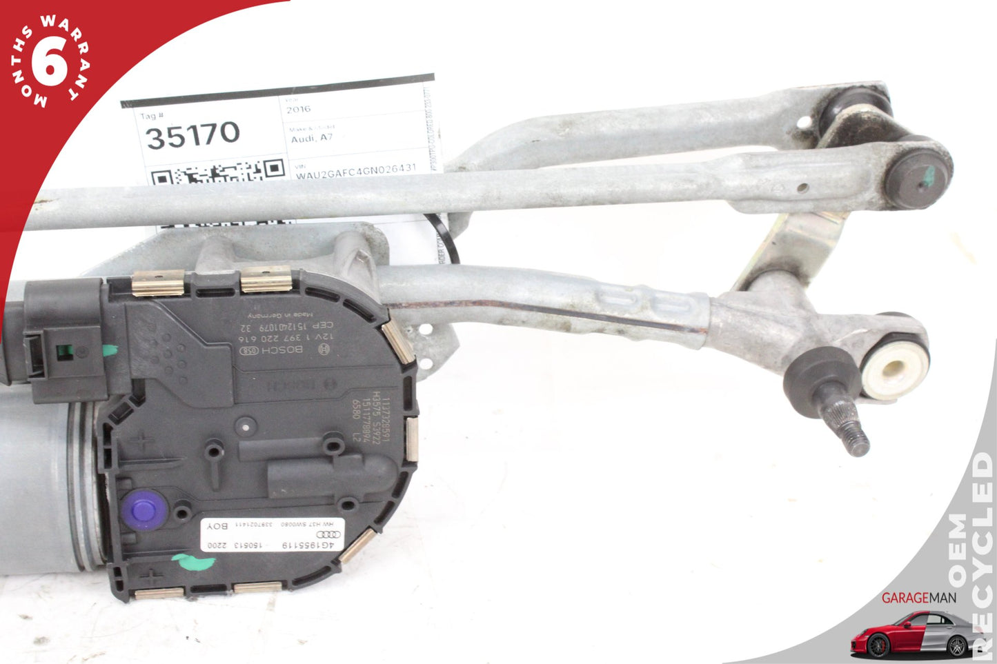 2012-2018 Audi A7 A6 Front Windshield Wiper Linkage w/ Motor 4G1955119 OEM