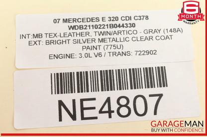 03-12 Mercedes W211 E320 CDI Front Left Steering Wheel Airbag Air Bag Gray OEM