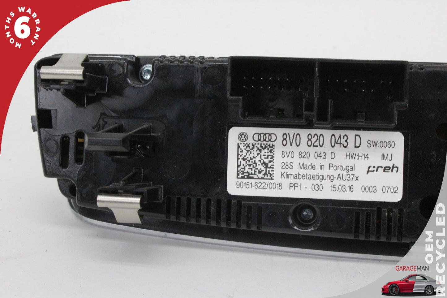16-18 Audi A3 8V Sedan AC Temperature Climate Control Panel 8V0820043D Genuine