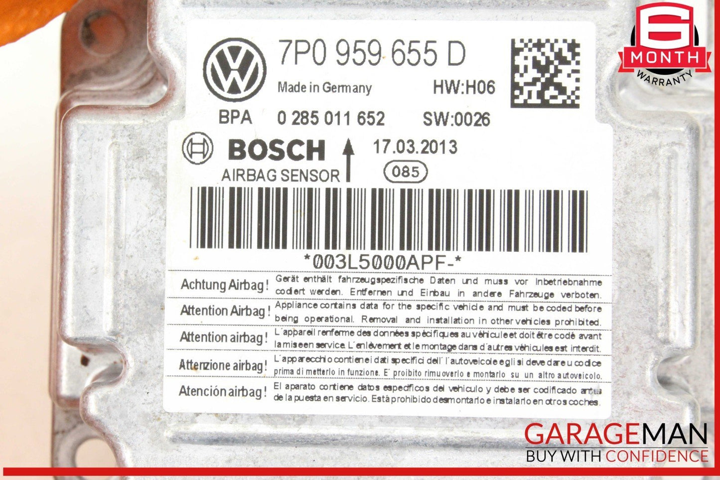 11-14 Porsche Cayenne 958 AWD Airbag Air Bag Sensor SRS Control Module OEM