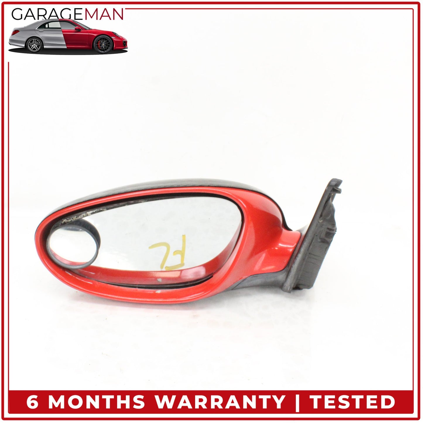 1999-2005 Porsche 911 Left Door Rear View Mirror Red w/ Carbon Fiber Cover OEM