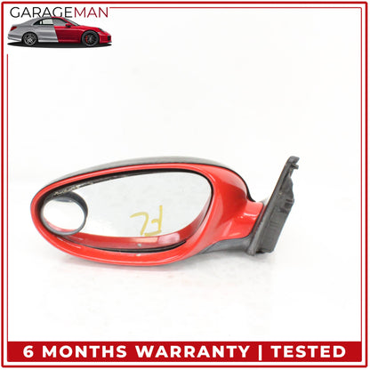 1999-2005 Porsche 911 Left Door Rear View Mirror Red w/ Carbon Fiber Cover OEM