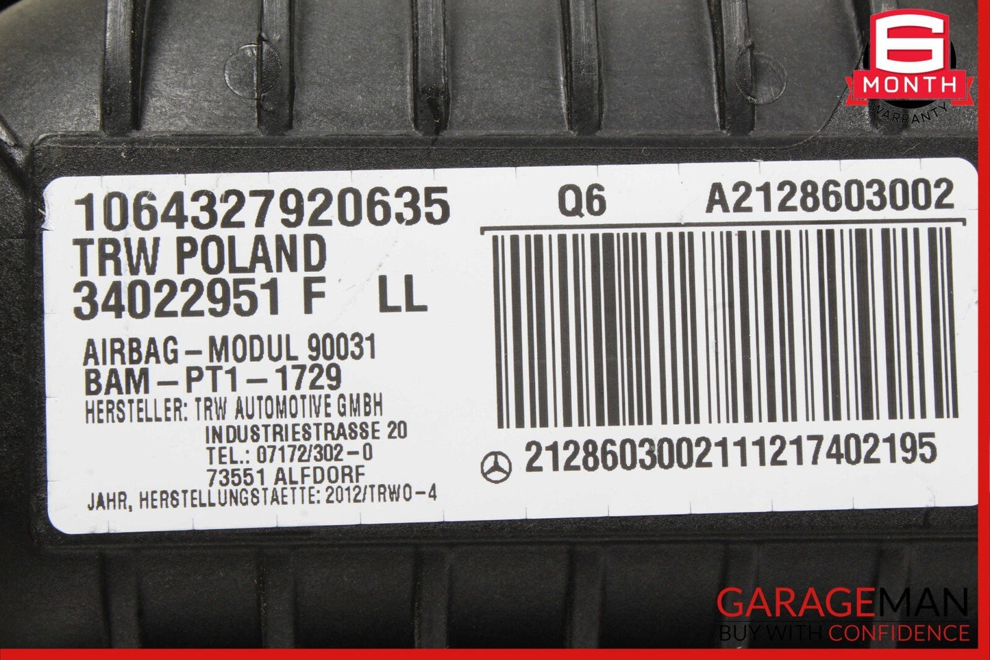 10-13 Mercedes W212 E350 E63 AMG Front Right Side Dashboard Dash Airbag Air Bag