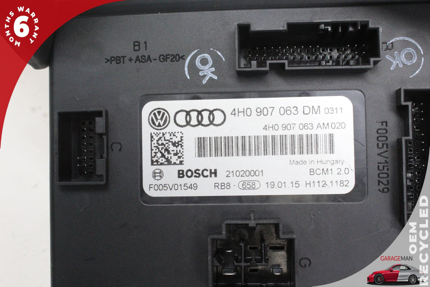 16-17 Audi A6 C7 Sedan On Board Supply Body Control Module 4H0907063DM Genuine