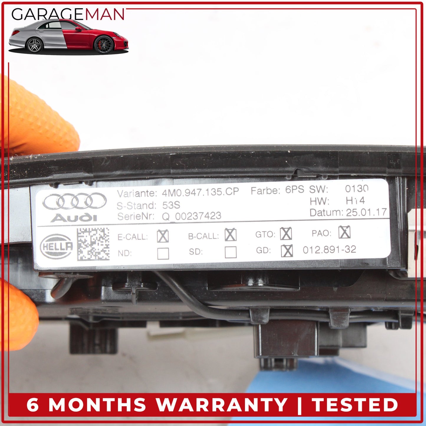 2017-2019 Audi Q7 Front Upper Overhead Dome Reading Light Lamp 4M0947135CP OEM