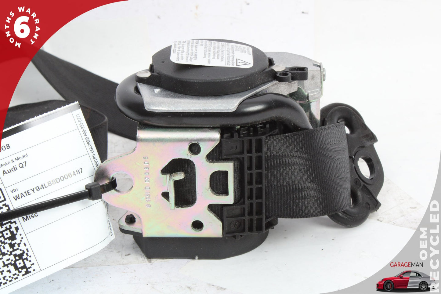 2007-2015 Audi Q7 Rear Left Driver Side 2nd Row Seat Belt Black 4L0857805H OEM