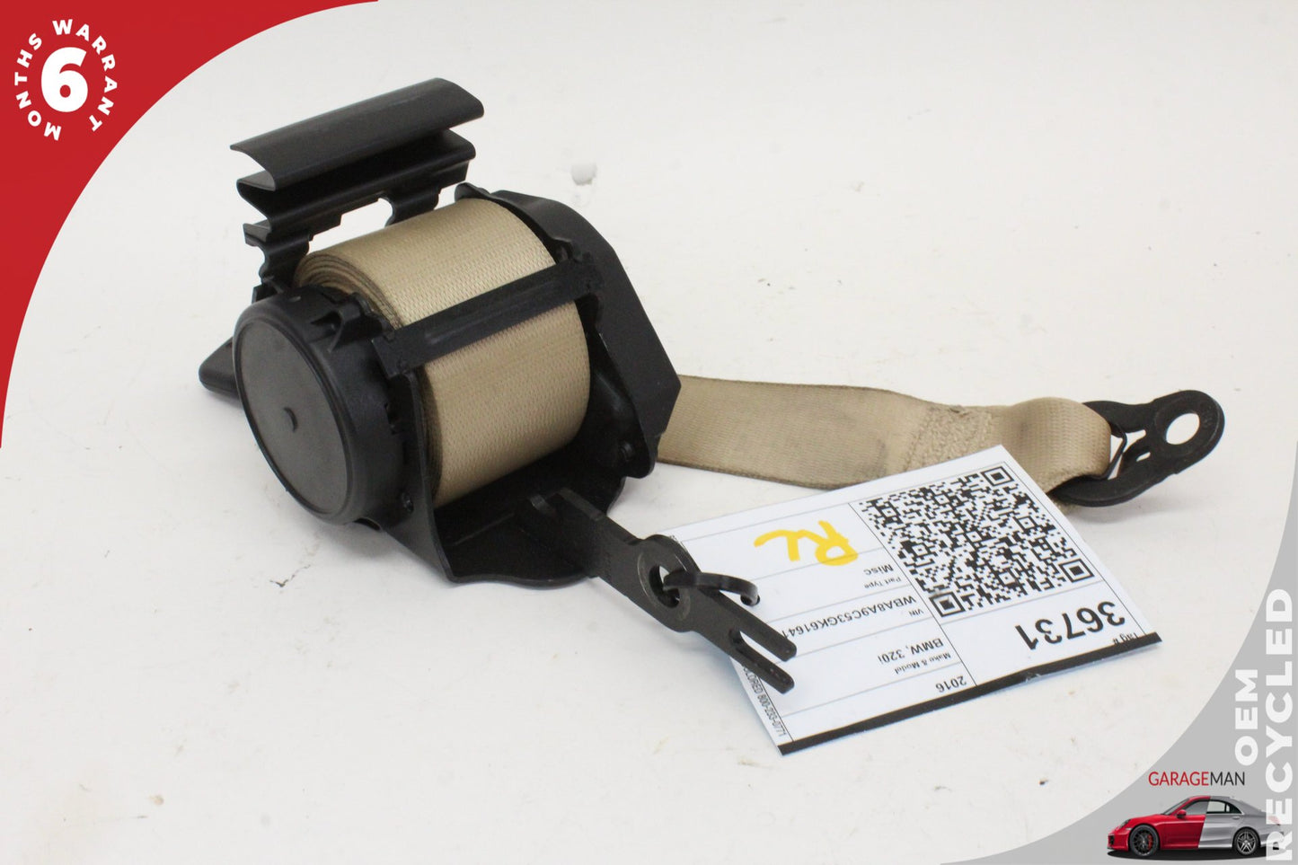2012-2018 BMW 320i F30 Rear Left or Rear Right Side Seat Belt Beige 7310218 OEM