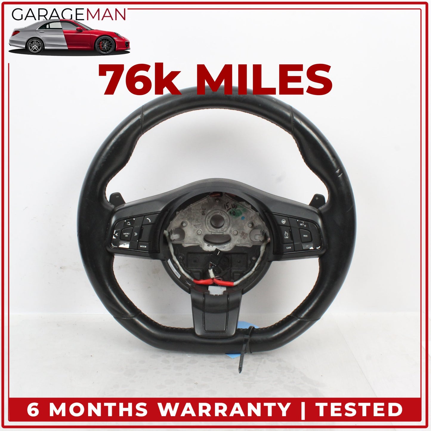 2015-2020 Jaguar F-Type X152 Steering Wheel Flat Bottom w/ Paddle Shifters OEM
