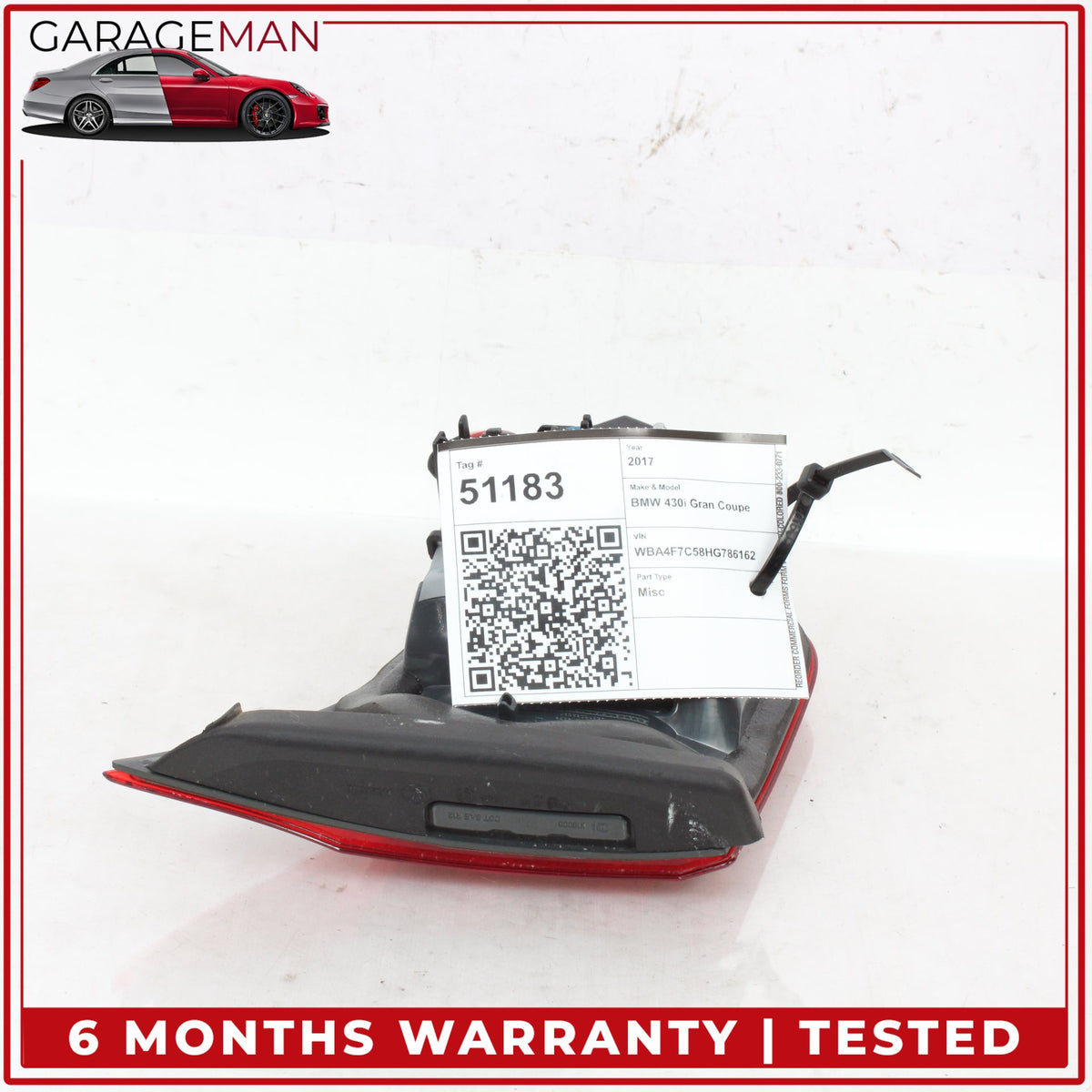 2014-2017 BMW 430i Gran Coupe Rear Right LED Inner Tail Light Lamp 7296102 OEM