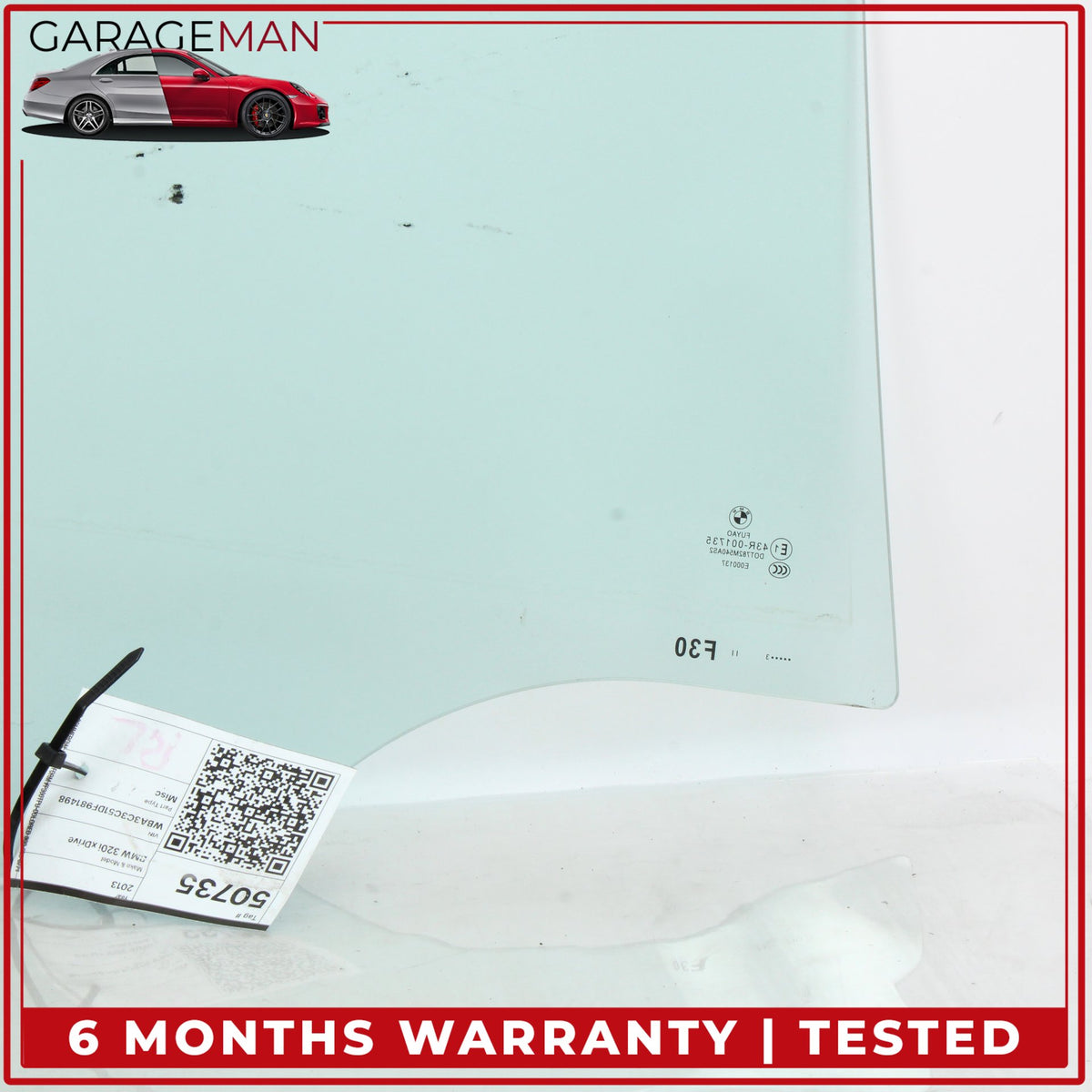 2012-2018 BMW 320i xDrive Rear Left Driver Side Door Window Glass 7259819 OEM