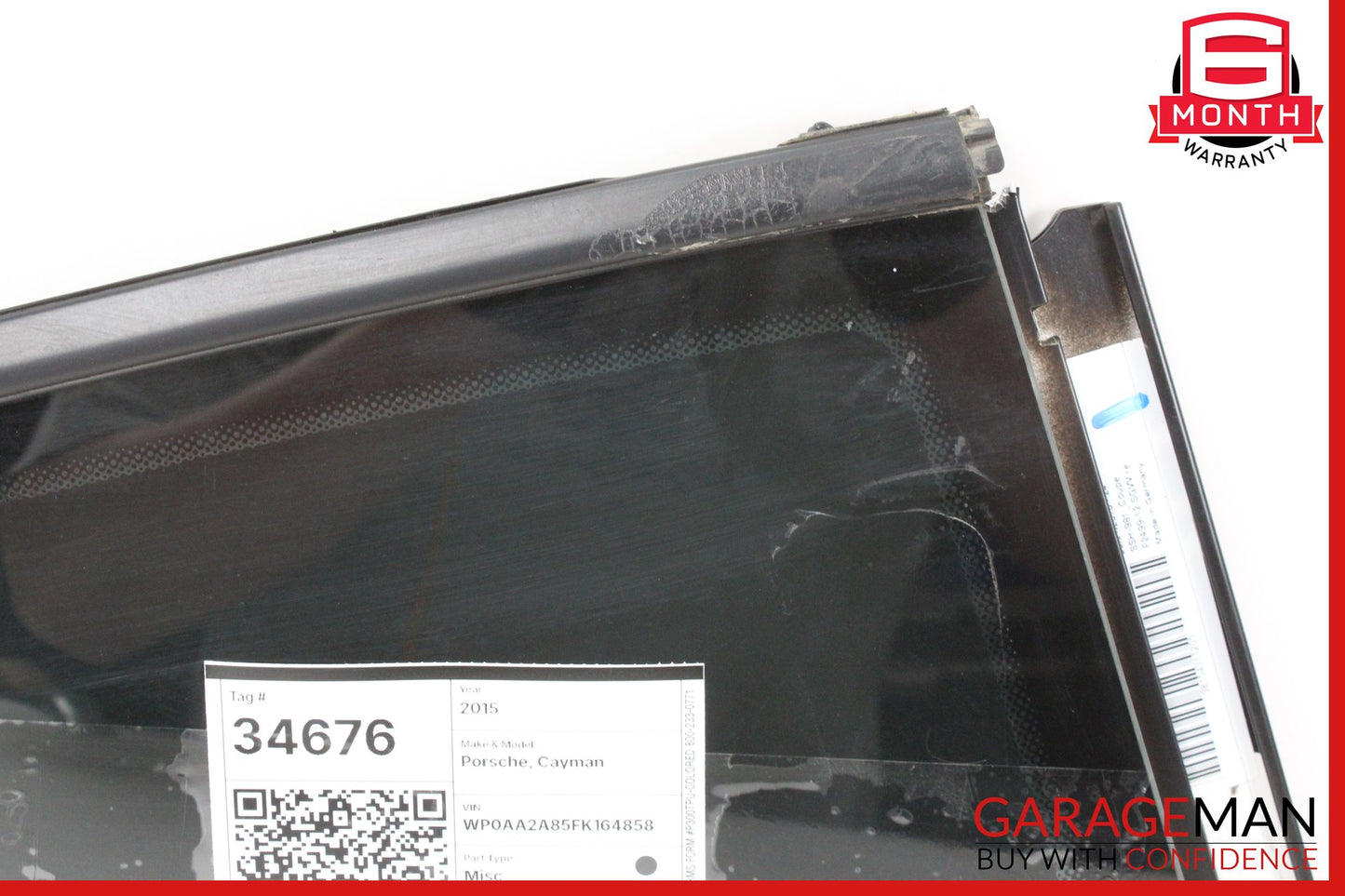 2014-2016 Porsche Cayman 981 Rear Right Side Quarter Window Glass 98154311205