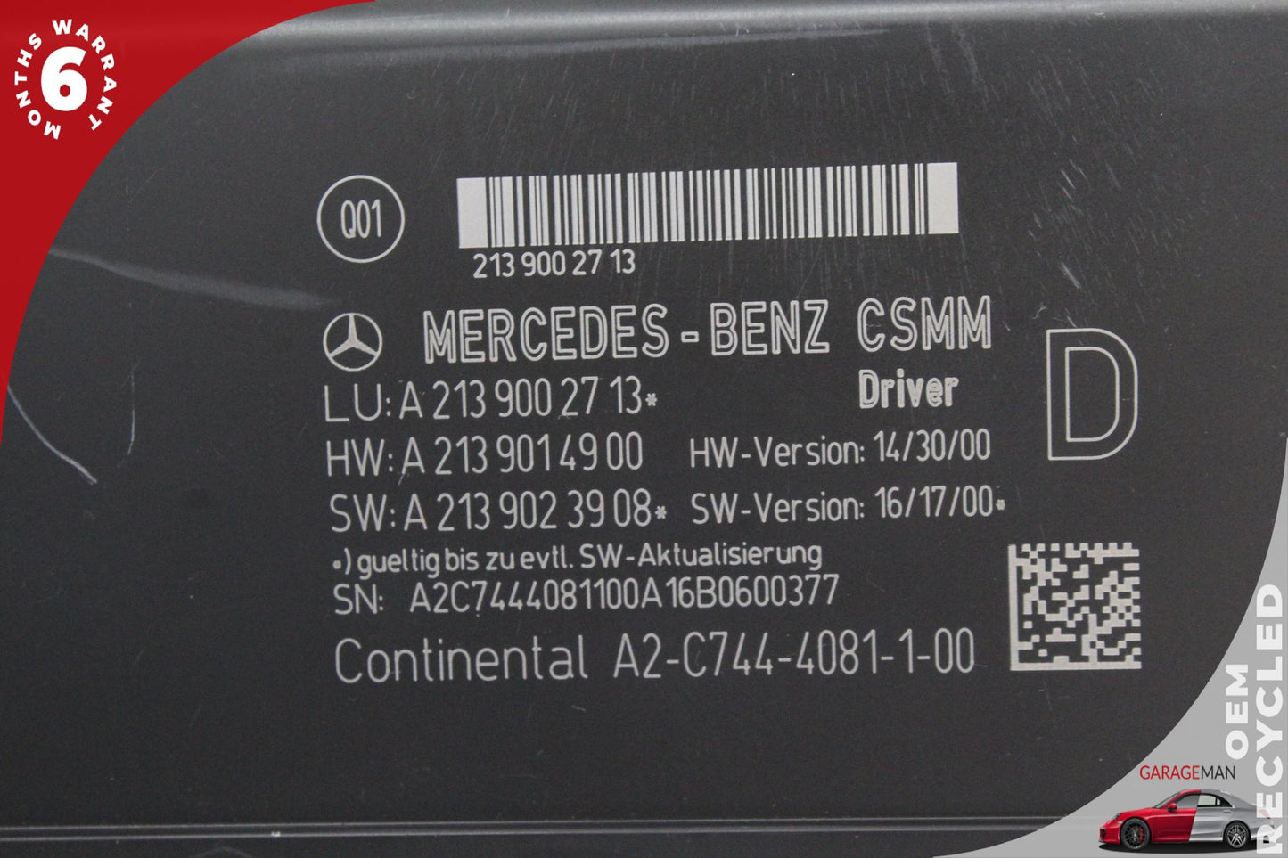 17-19 Mercedes-Benz E400 W213 Wagon Left Front Door Control Module 2139002713 OEM