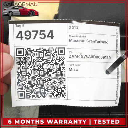 2013-2018 Maserati GranTurismo M145 Coupe Rear Top Upper Bench Seat Black OEM