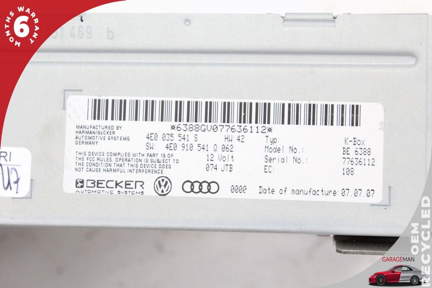 07-09 Audi Q7 MPV Audio Radio Receiver Module 4E00355418
