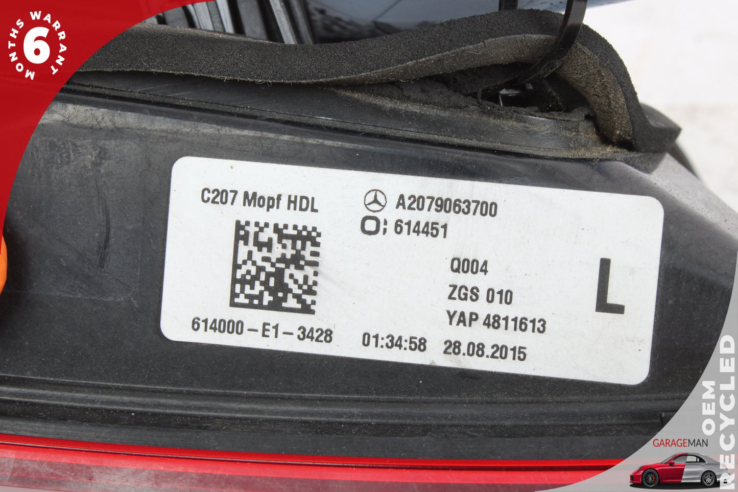 14- 17 Mercedes-Benz E400 W207 Coupe Rear Left Inner Tail Light 2079063700