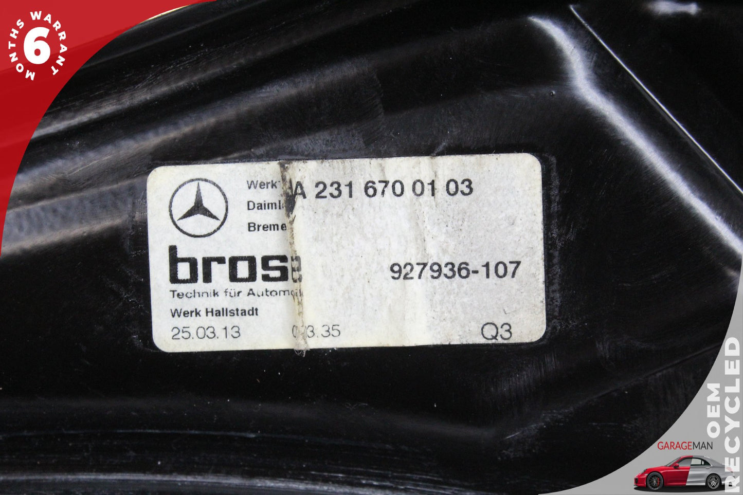 2013-2020 Mercedes R231 SL550 Rear Left Side Quarter Window Regulator Motor OEM