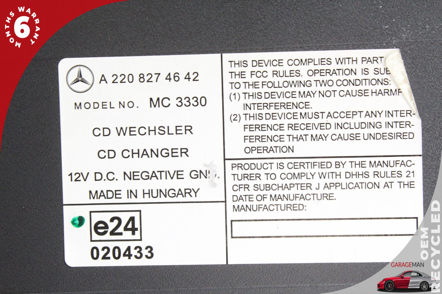 03-08 Mercedes SL500 R230 CD Changer 6 Disc Player 2208274642 Genuine OEM