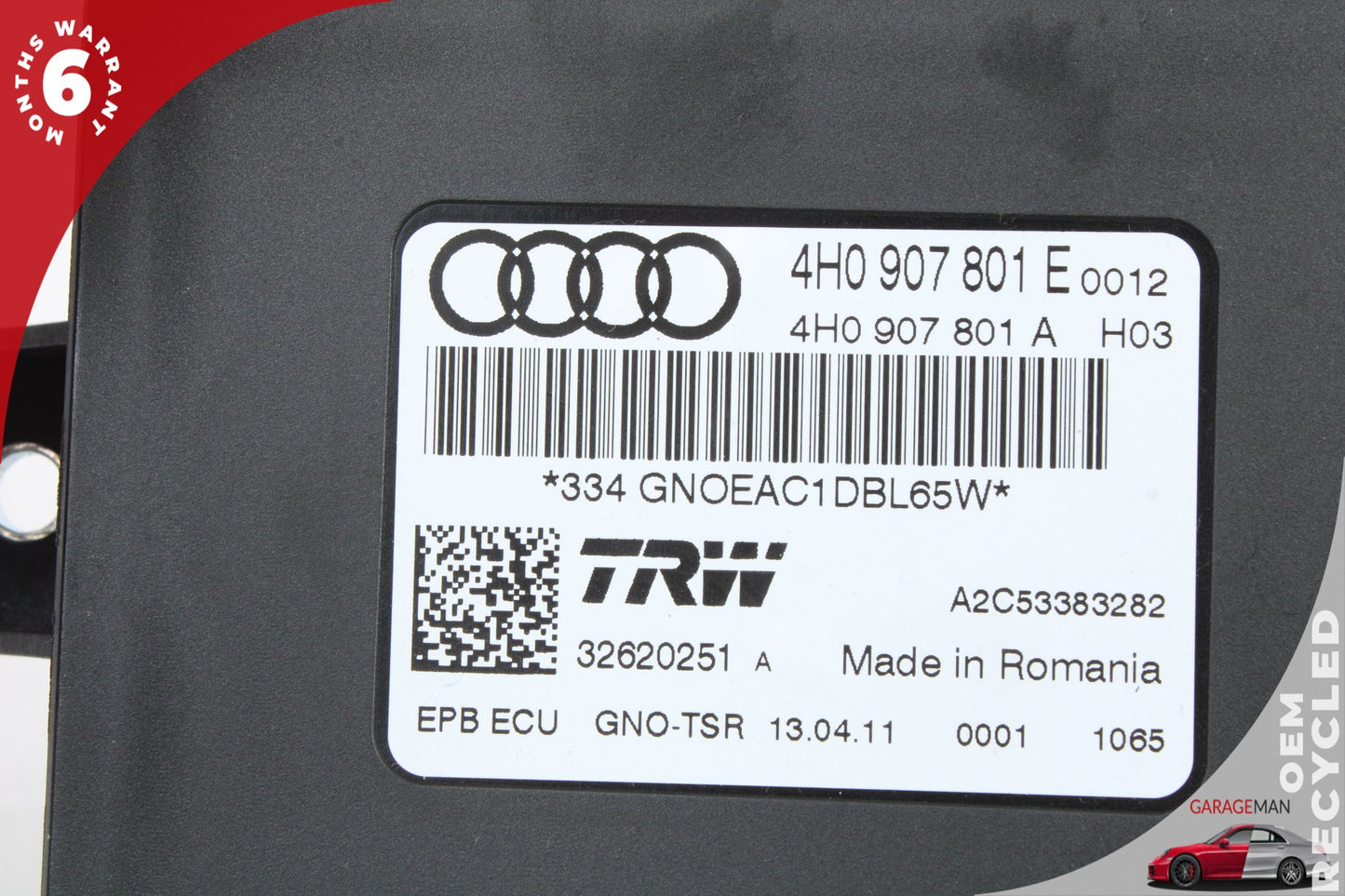 12-18 Audi A6 C7 Sedan Electronic Parking Brake Control Module 4H0907801E
