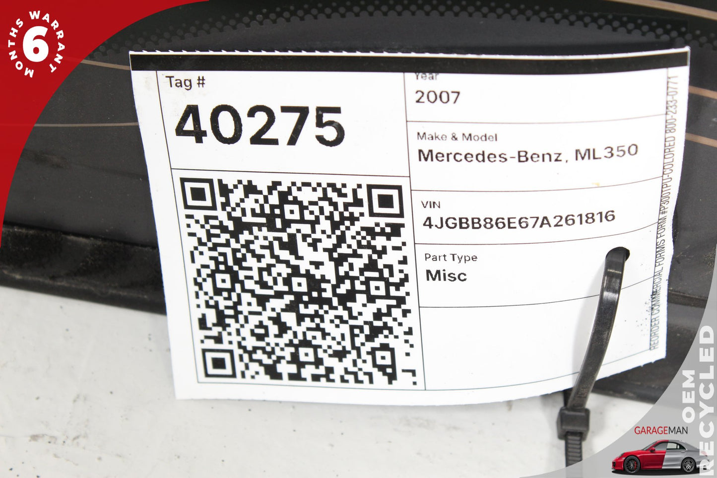 2006-2011 Mercedes W164 ML350 Trunk Lid Windshield Window Glass 1647400257 OEM